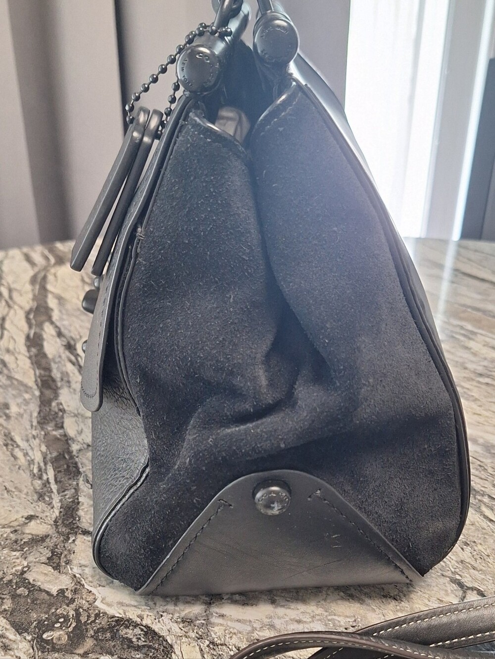 Coach Drifter CarryAll Satchel, Black Leather, EUC - Picture 3 of 10